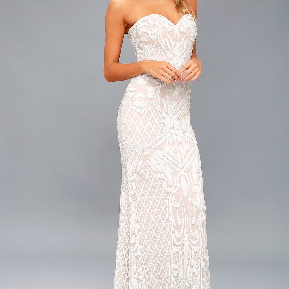 Olivia White Sequin Maxi